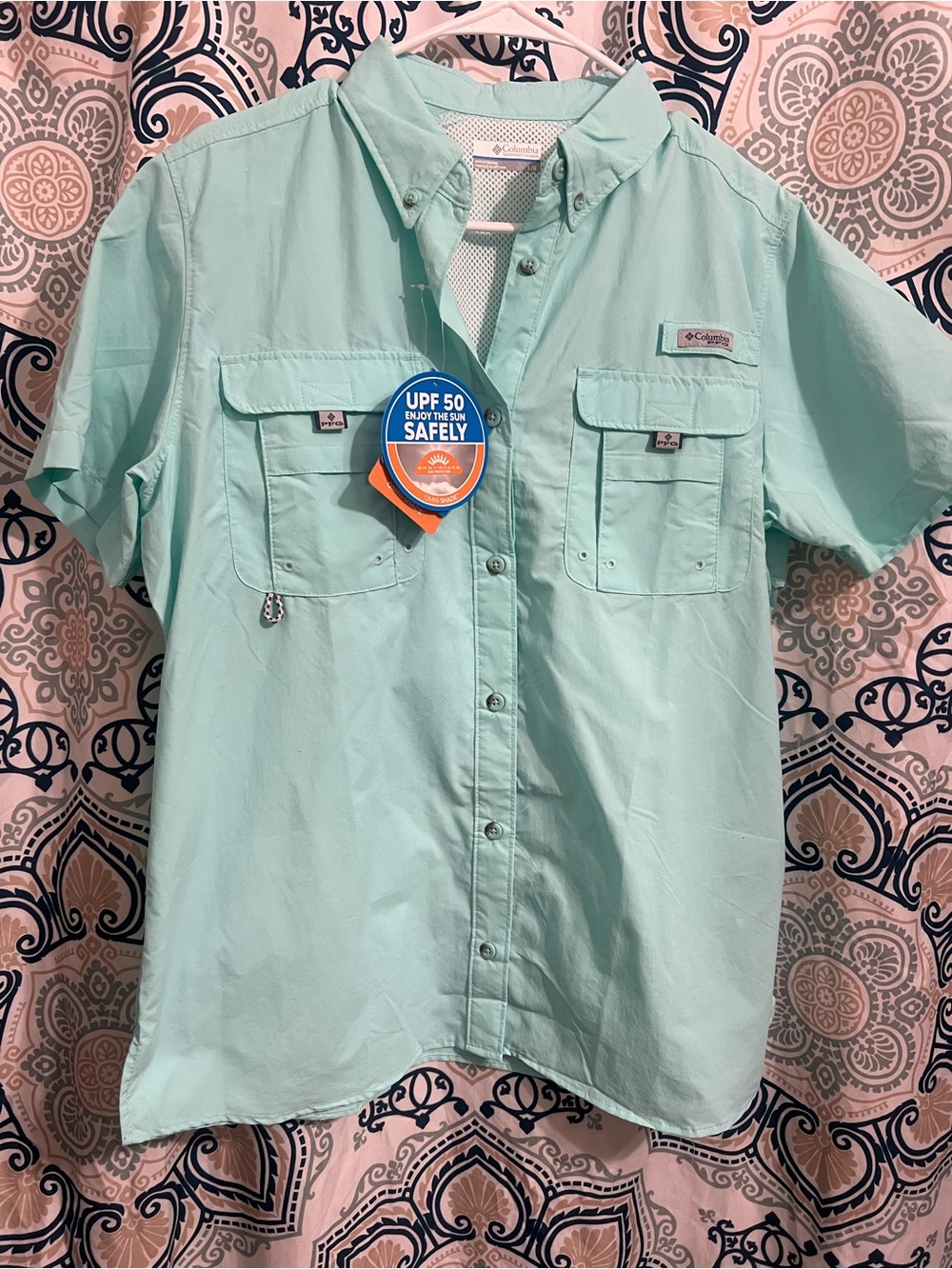 Columbia Women’s Short Sleeve Button-Down Shirt - Mint